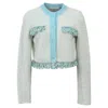 Lanvin Fringed Cardigan In Light Blue Cotton In Blue