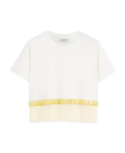 LANVIN LANVIN FRINGED CROPPED CREWNECK T-SHIRT