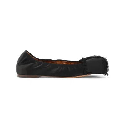 LANVIN LANVIN FRINGED SATIN BALLERINAS WITH BOW