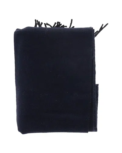 Lanvin Fringed Scarf In Navy Blue Cotton