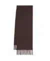 Lanvin Fringed Scarf In Wool In Dark Brown