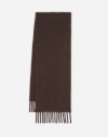 Lanvin Fringed Scarf In Wool In Dark Brown
