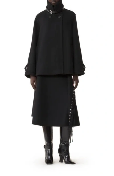 Lanvin Fringed Skirt In Double-faced Cashmere Wool In Black