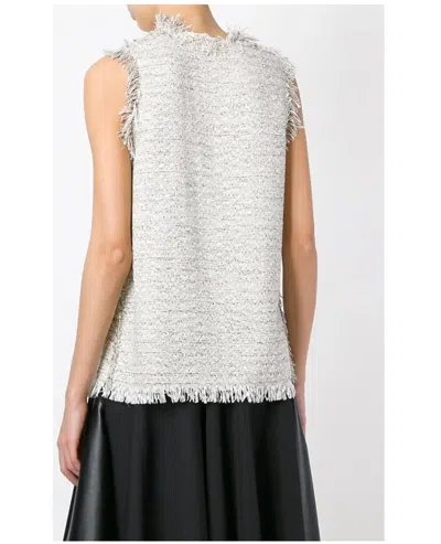 Lanvin Fringed Tweed Top In White