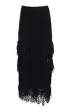 Lanvin Fringed Wool-blend Maxi Skirt In Black