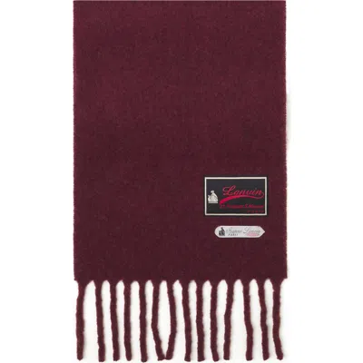 Lanvin Fringed Wool Scarf With 22 Faubourg Label In Garnet