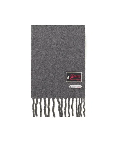 Lanvin Fringed Wool Scarf With 22 Faubourg Label In Red