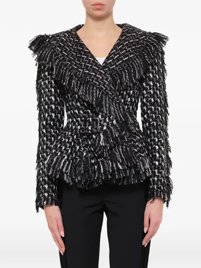 Lanvin Fringe-trimmed Jacket In Black