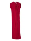 Lanvin Long Draped Dress In Red