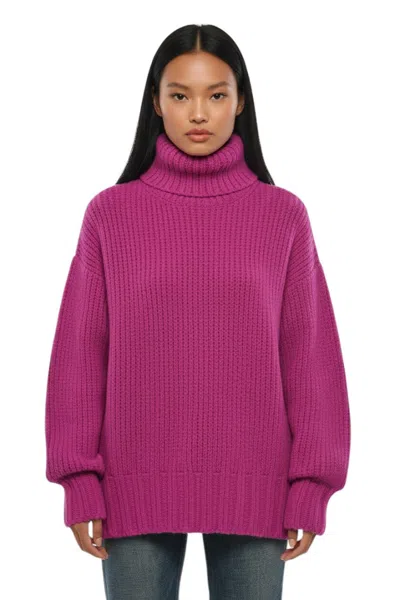 Lanvin Fuchcia Pink Turtle Neck Sweater In Purple