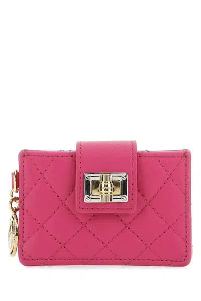 Lanvin Fuchsia Leather Card Holder In Pink