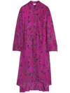 Lanvin Printed Pleated Dress In Fuchsia