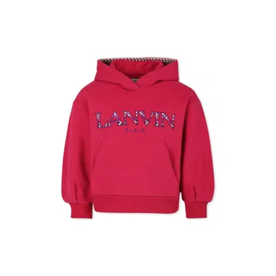 LANVIN FUCHSIA SWEATSHIRT FOR GIRL WITH LOGO