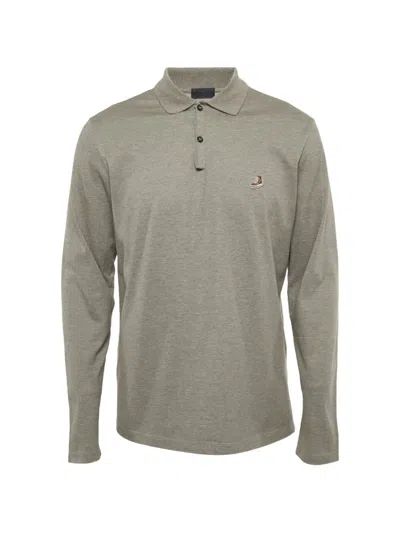 Pre-owned Lanvin Full-sleeve Patch Polo Shirt In Gray