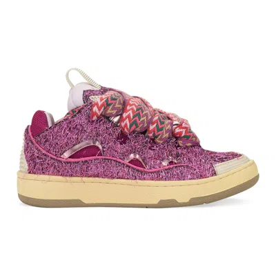 Lanvin Fuschia Curb Sneakers In Pink