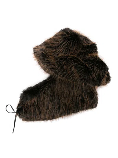 Lanvin Faux-fur Fisherman Hat In 64 Dark Brown