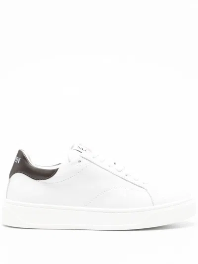 LANVIN DDB0 SNEAKER WITH CONTRASTED EMBROIDERIES,FW.SKDK0A.GOTC.A24 0060 WHITE BROWN