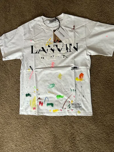 Pre-owned Lanvin Gallery Dept. X  Collaboration Painted T-shirt Size M Or S In White