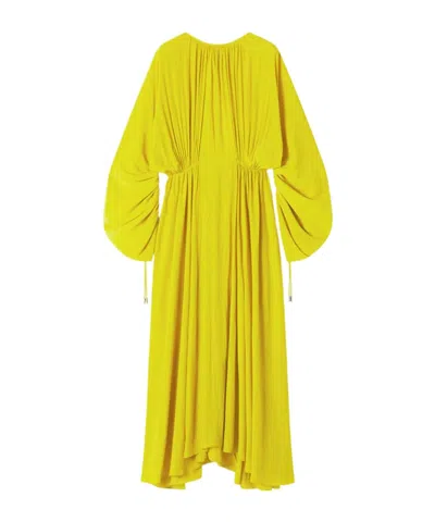 Lanvin Gathered Crewneck Midi Dress In Yellow
