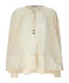 Lanvin Pleated Tie Detail Loose Fit Shirt In Nude