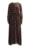 Lanvin Gathered Jacquard Midi Dress In Brown