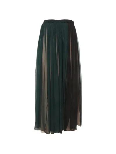 Pre-owned Lanvin Gathered Maxi Skirt In Green