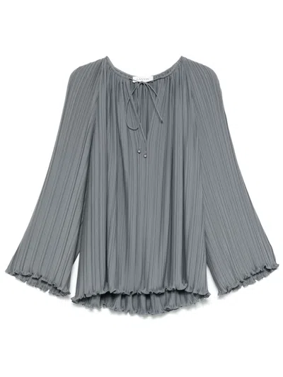 Lanvin Gathered Tie Neck Blouse In Gray