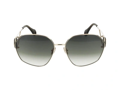 Lanvin Geometric Frame Sunglasses In Gold/gradient Khaki