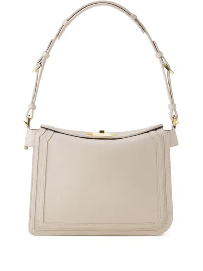 Lanvin Geometric Lock Shoulder Bag In Neutral