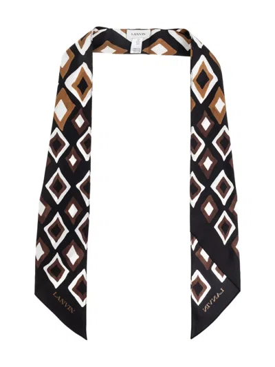 Lanvin Geometric-pattern Silk Scarf In Black