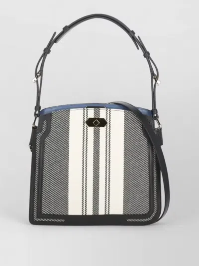 Lanvin Geometric Shoulder Bag Leather Fabric Hardware In Gray