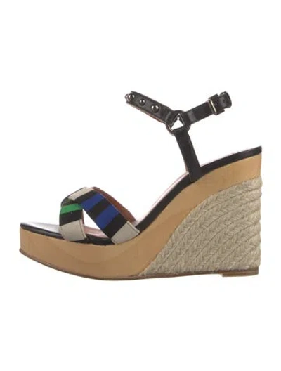 Pre-owned Lanvin Gg Embossed Leather Espadrilles In Neutral