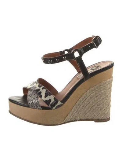Pre-owned Lanvin Gg Embossed Leather Sandals In Brown