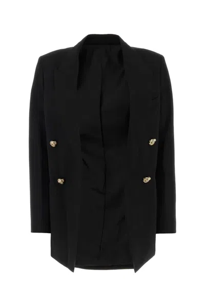 Lanvin Double-breasted Wool Blazer In Black