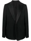 Lanvin Single-breasted Wool Tuxedo Jacket With Shiny Lapels In Nero