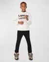 Lanvin Kids' Girl's Triple Logo-print T-shirt In Off White