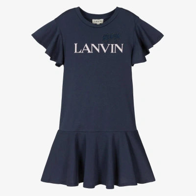 Lanvin Kids' Girls Blue Organic Cotton Rhinestone Dress