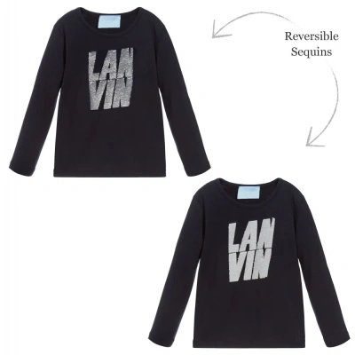 Lanvin Kids' Girls Blue Sequin Logo Top