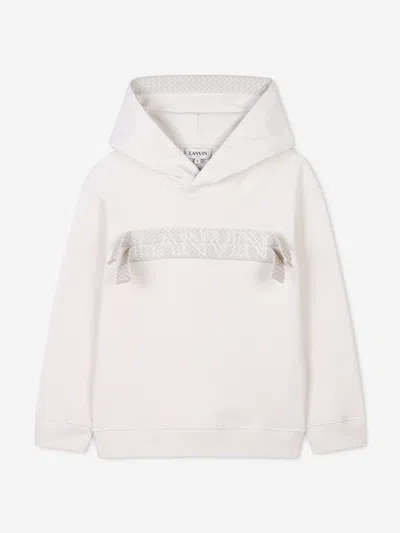 Lanvin Kids'  Girls Embroidered Logo Hoodie In White