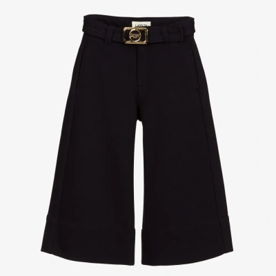 Lanvin Kids' Girls Navy Blue Wide Leg Trousers