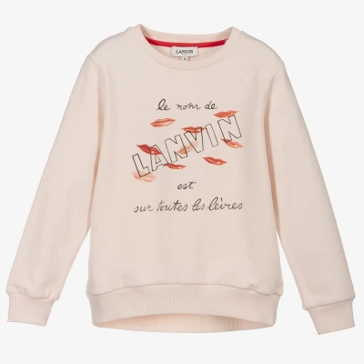 Lanvin Kids' Girls Pink Organic Cotton Sweatshirt In Neutral