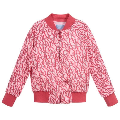 Lanvin Kids' Girls Pink Satin Zip-up Jacket