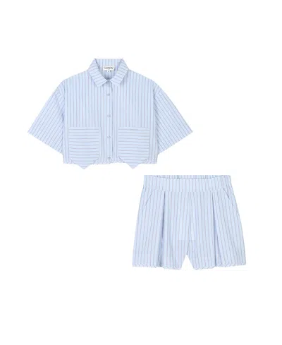Lanvin Girls' Shirt And Shorts Set - Little Kid, Big Kid In Blue