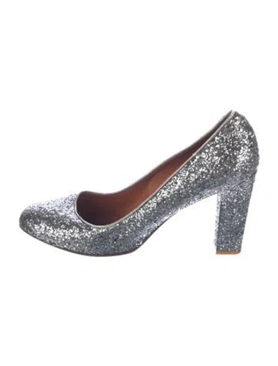 Pre-owned Lanvin Glitter Glitter Accents Pumps In Metallic/silver