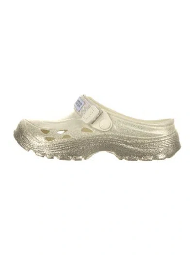 Pre-owned Lanvin Glitter Mules In Neutral