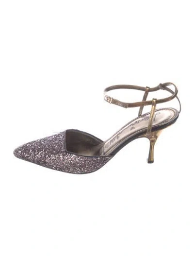 Pre-owned Lanvin Glitter Patterned Pumps In Metallic/pink