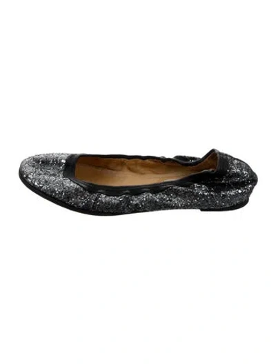 Pre-owned Lanvin Glitter Printed Ballet Flats In Black