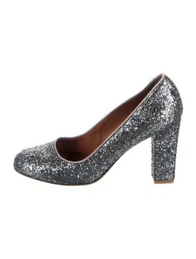 Pre-owned Lanvin Glitter Printed Pumps In Blue/metallic