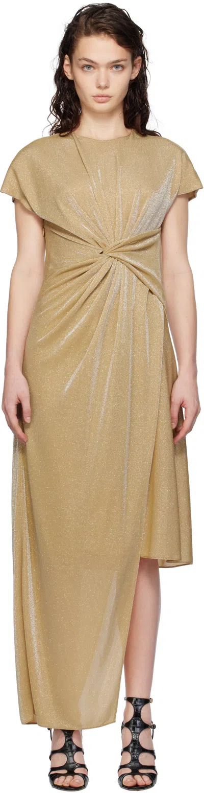 Lanvin Twisted Metallic Stretch-knit Maxi Dress In Neutral