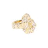 LANVIN GOLDEN BRASS RHINESTONE MELODIE RING